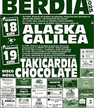 Fechas, información, programa, cartel, imágenes, mapa y ubicación de Santa Mariña e Virxe do Carme de Berdiá  en  Santiago de Compostela