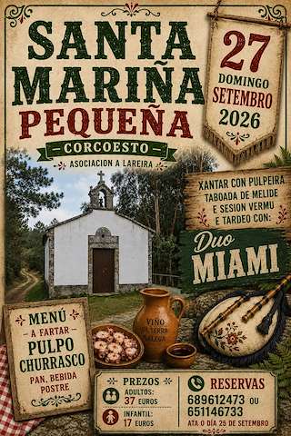 Fechas, información, programa, cartel, imágenes, mapa y ubicación de Santa Mariña Pequena de Corcoesto (2026) en Cabana de Bergantiños