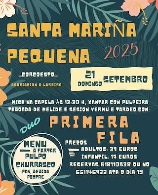 Fechas, información, programa, cartel, imágenes, mapa y ubicación de Santa Mariña Pequena de Corcoesto  en  Cabana de Bergantiños