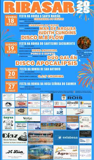 Fechas, información, programa, cartel, imágenes, mapa y ubicación de Santa Mariña, San Antonio, Santísimo Sacramento e O Carme de Ribasar  en  Rois