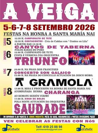 Fechas, información, programa, cartel, imágenes, mapa y ubicación de Santa María (2026) en A Veiga