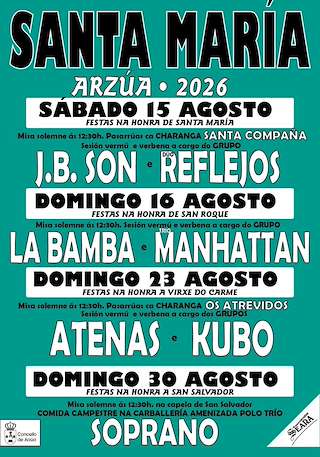 Fechas, información, programa, cartel, imágenes, mapa y ubicación de Santa María (2026) en Arzúa