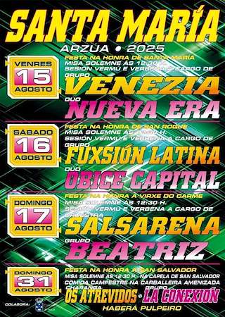 Fechas, información, programa, cartel, imágenes, mapa y ubicación de Santa María  en  Arzúa