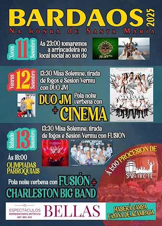 Fechas, información, programa, cartel, imágenes, mapa y ubicación de Santa María de Bardaos  en  San Sadurniño