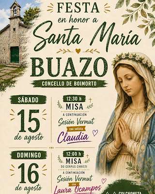 Fechas, información, programa, cartel, imágenes, mapa y ubicación de Santa María de Buazo (2026)  en  Boimorto