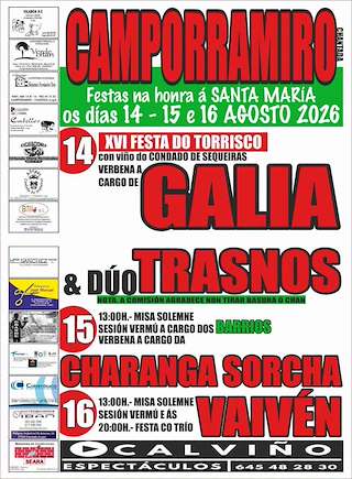 Fechas, información, programa, cartel, imágenes, mapa y ubicación de Santa María de Camporramiro - XVI Festa do Torrisco (2026)  en  Chantada