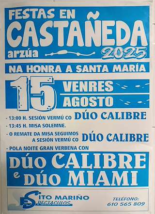 Fechas, información, programa, cartel, imágenes, mapa y ubicación de Santa María de Castañeda  en  Arzúa