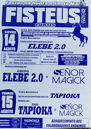 Fechas, información, programa, cartel, imágenes, mapa y ubicación de Santa María de Fisteus  en  Curtis