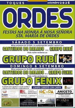 Fechas, información, programa, cartel, imágenes, mapa y ubicación de Santa María de Ordes  (2026) en Toques