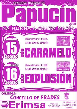 Fechas, información, programa, cartel, imágenes, mapa y ubicación de Santa María de Papucín (2026) en Frades