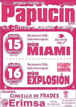 Fechas, información, programa, cartel, imágenes, mapa y ubicación de Santa María de Papucín  en  Frades