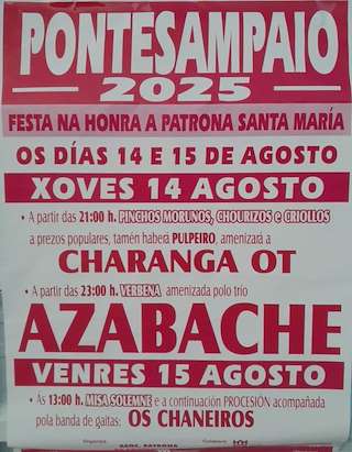 Fechas, información, programa, cartel, imágenes, mapa y ubicación de Santa María de Pontesampaio  en  Pontevedra