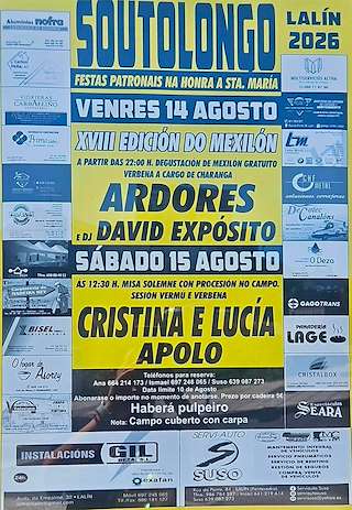 Fechas, información, programa, cartel, imágenes, mapa y ubicación de Santa María de Soutolongo - XVIII Festa do Mexilón (2026) en Lalín