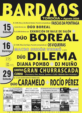 Fechas, información, programa, cartel, imágenes, mapa y ubicación de Santa María e San Roque de Bardaos  (2026) en Tordoia