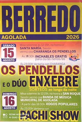 Fechas, información, programa, cartel, imágenes, mapa y ubicación de Santa María e San Roque de Berredo (2026) en Agolada