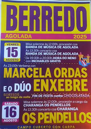 Fechas, información, programa, cartel, imágenes, mapa y ubicación de Santa María e San Roque de Berredo  en  Agolada