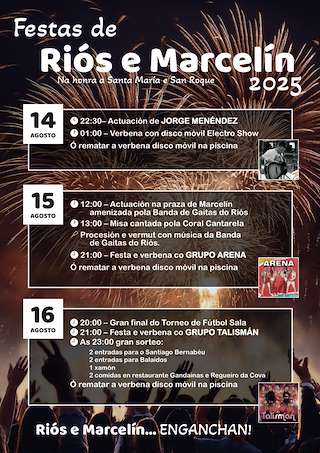 Fechas, información, programa, cartel, imágenes, mapa y ubicación de Santa María e San Roque de Marcelín  en  Riós