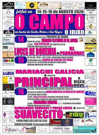 Fechas, información, programa, cartel, imágenes, mapa y ubicación de Santa María e San Roque de O Campo (2026) en O Irixo