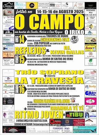 Fechas, información, programa, cartel, imágenes, mapa y ubicación de Santa María e San Roque de O Campo  en  O Irixo