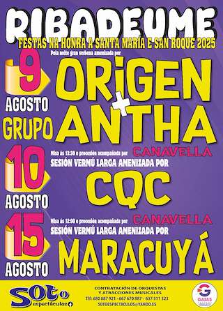 Fechas, información, programa, cartel, imágenes, mapa y ubicación de Santa María e San Roque de Ribadeume  en  As Pontes de García Rodríguez