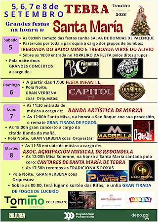 Fechas, información, programa, cartel, imágenes, mapa y ubicación de Santa María e San Roque de Tebra (2026) en Tomiño