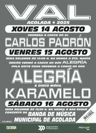 Fechas, información, programa, cartel, imágenes, mapa y ubicación de Santa María e San Roque de Val  en  Agolada