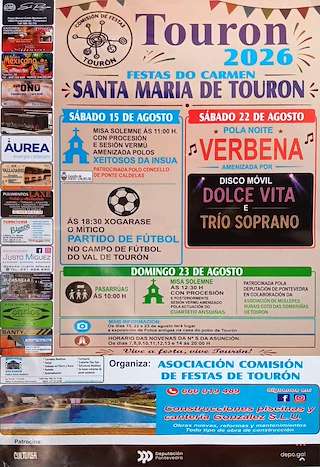 Fechas, información, programa, cartel, imágenes, mapa y ubicación de Santa María e Virxe do Carmen de Tourón (2026) en Ponte Caldelas