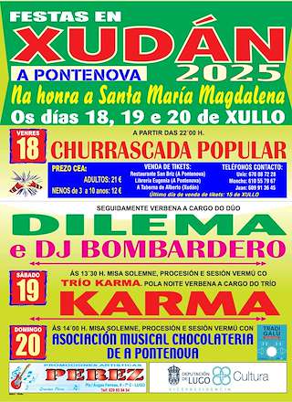 Fechas, información, programa, cartel, imágenes, mapa y ubicación de Santa María Magdalena de Xudán  en  A Pontenova