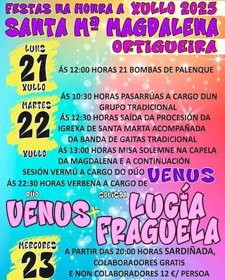 Fechas, información, programa, cartel, imágenes, mapa y ubicación de Santa María Magdalena   en  Ortigueira