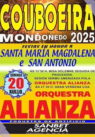 Fechas, información, programa, cartel, imágenes, mapa y ubicación de Santa María Magdalena y San Antonio de Couboeira  en  Mondoñedo