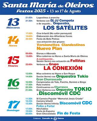 Fechas, información, programa, cartel, imágenes, mapa y ubicación de Santa María   en  Oleiros