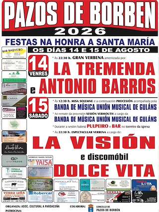 Fechas, información, programa, cartel, imágenes, mapa y ubicación de Santa María (2026) en Pazos de Borbén