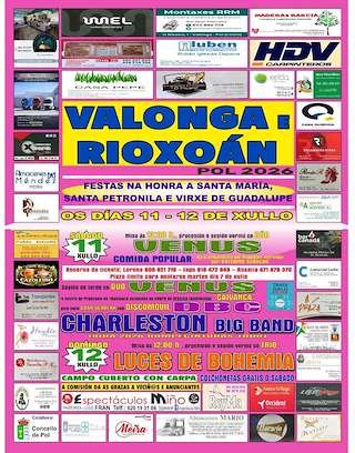 Fechas, información, programa, cartel, imágenes, mapa y ubicación de Santa María, Santa Petronila e Virxe da Guadalupe de Valonga e Rioxoán  (2026)  en  Pol