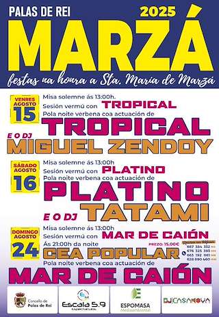 Fechas, información, programa, cartel, imágenes, mapa y ubicación de Santa María y San Bartolomeu de Marzá  en  Palas de Rei