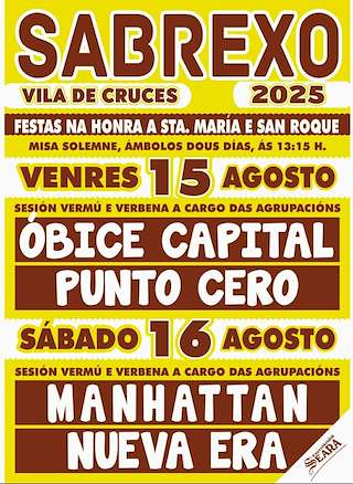 Fechas, información, programa, cartel, imágenes, mapa y ubicación de Santa María y San Roque de Sabrexo  en  Vila de Cruces