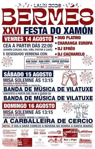 Fechas, información, programa, cartel, imágenes, mapa y ubicación de Santa María y San Roque - XXVI Festa do Xamón de Bermés (2026) en Lalín