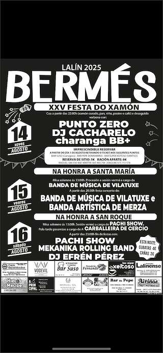 Fechas, información, programa, cartel, imágenes, mapa y ubicación de Santa María y San Roque - XXV Festa do Xamón de Bermés  en  Lalín