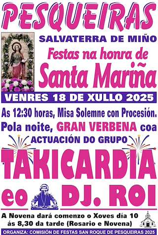 Fechas, información, programa, cartel, imágenes, mapa y ubicación de Santa Marina de Pesqueiras  en  Salvaterra do Miño