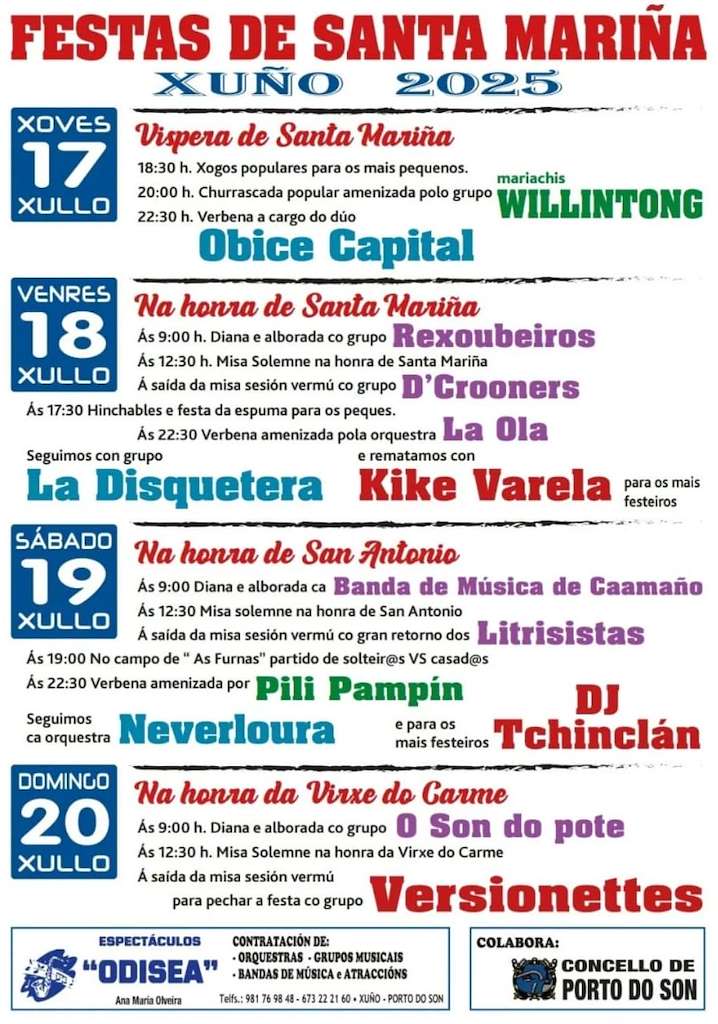 Santa Marina, San Antonio y Virgen del Carmen de Xuño en O Porto do Son