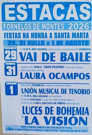Fechas, información, programa, cartel, imágenes, mapa y ubicación de Santa Marta de Estacas (2026)  en  Fornelos de Montes