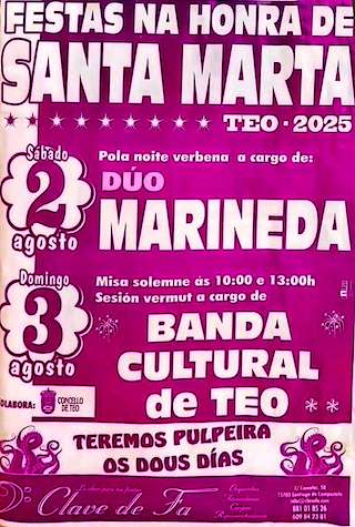 Fechas, información, programa, cartel, imágenes, mapa y ubicación de Santa Marta de Santa María  en  Teo
