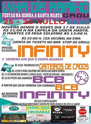 Fechas, información, programa, cartel, imágenes, mapa y ubicación de Santa Marta de Vixa de Abaixo de Grou  en  Lobios