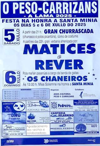 Fechas, información, programa, cartel, imágenes, mapa y ubicación de Santa Minia de O Peso-Carrizáns  en  A Lama