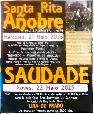 Fechas, información, programa, cartel, imágenes, mapa y ubicación de Santa Rita de Añobre  en  Vila de Cruces