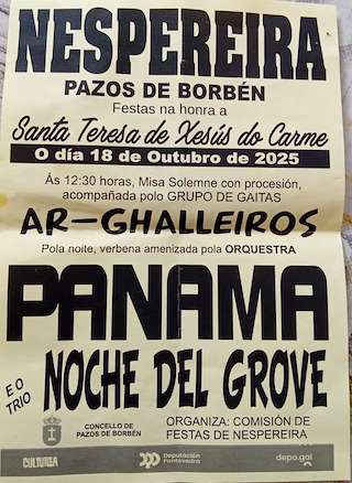 Fechas, información, programa, cartel, imágenes, mapa y ubicación de Santa Teresa de Nespereira (2025)  en  Pazos de Borbén