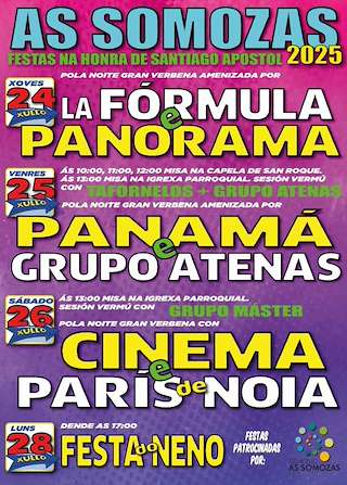 Fechas, información, programa, cartel, imágenes, mapa y ubicación de Santiago Apóstol  en  As Somozas