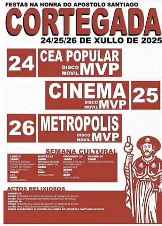 Fechas, información, programa, cartel, imágenes, mapa y ubicación de Santiago Apóstol  en  Cortegada