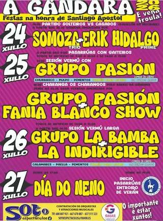 Fechas, información, programa, cartel, imágenes, mapa y ubicación de Santiago Apóstol de A Gándara (2026)  en  Narón