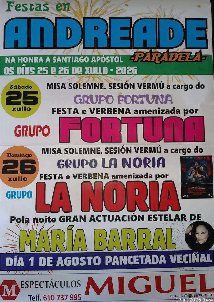 Santiago Apóstol de Andreade (2026) en Paradela