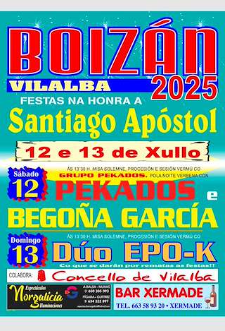Fechas, información, programa, cartel, imágenes, mapa y ubicación de Santiago Apóstol de Boizán  en  Vilalba